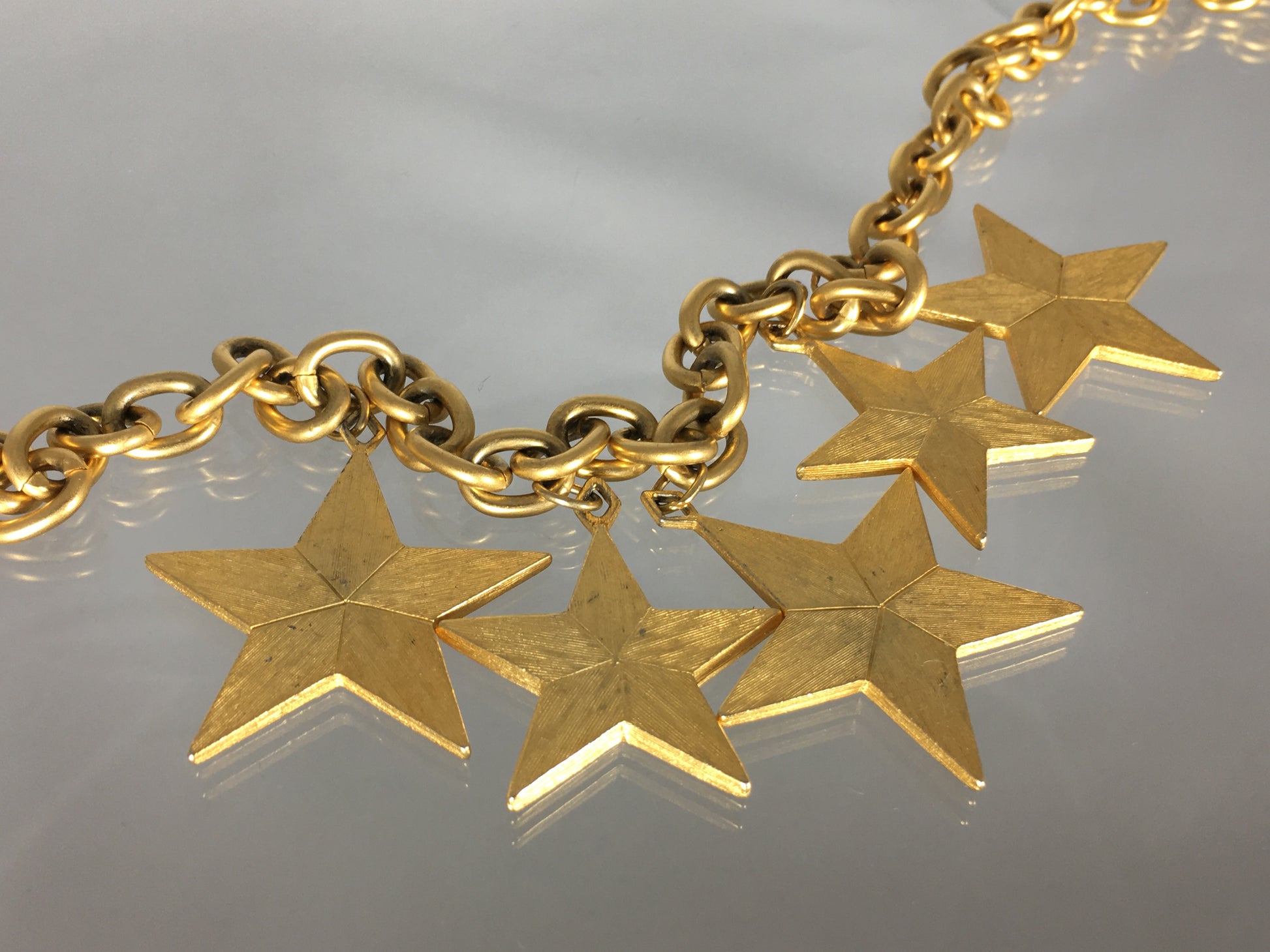 Vintage PREMIER DESIGNS Chunky Gold Chain Necklace | Five Enameled Stars - Busy Bowerbird