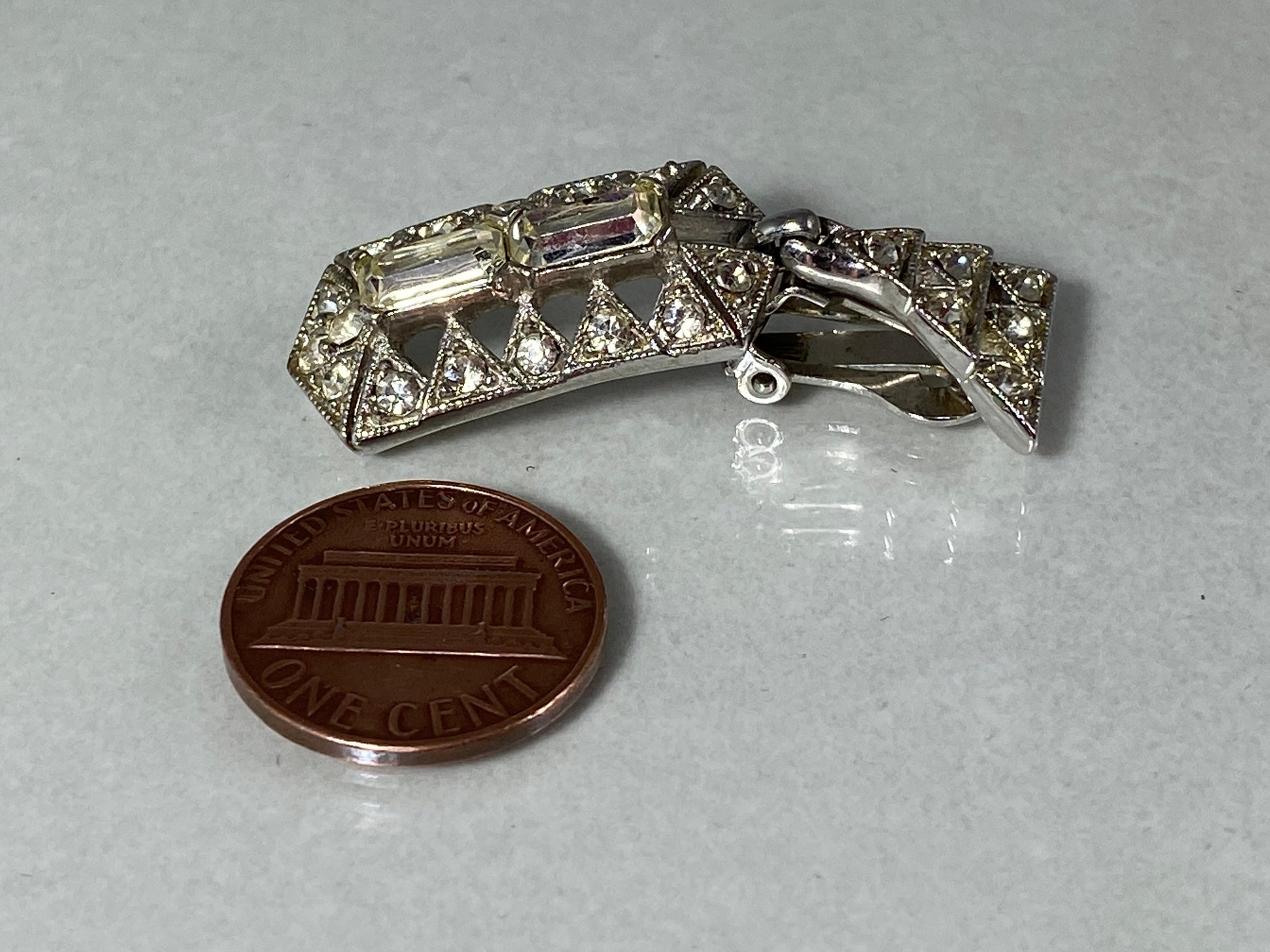 1940s BOGOFF Art Deco Rhinestone Pendant Choker & Earring Set - Busy Bowerbird