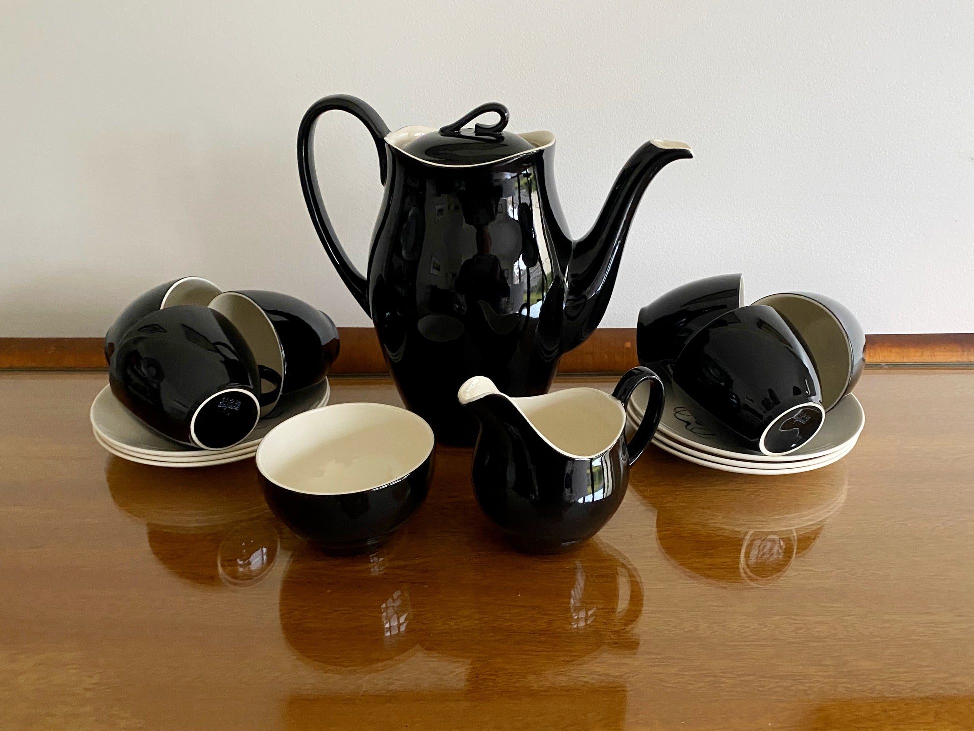 Mid-Century JOHNSON BROS. 'Black Prince' Coffee Service (x6) | Rare - Busy Bowerbird