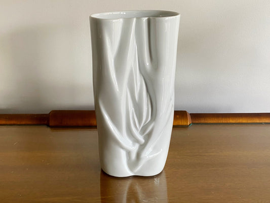 Meissen White Organic Structural 24 cm Porcelain Relief Vase | Stunning! - Busy Bowerbird