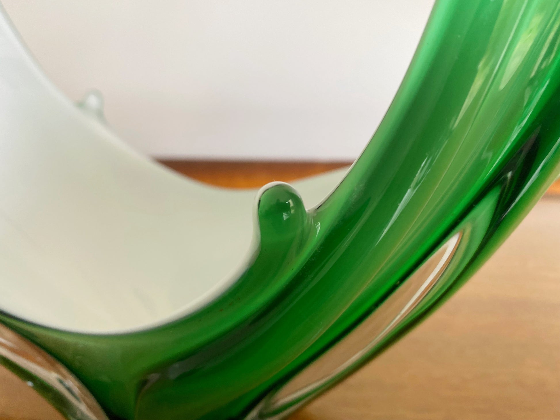 Vintage Green and White Cased Glass Bowl, Vase, Centerpiece | Spectacular! - Busy Bowerbird