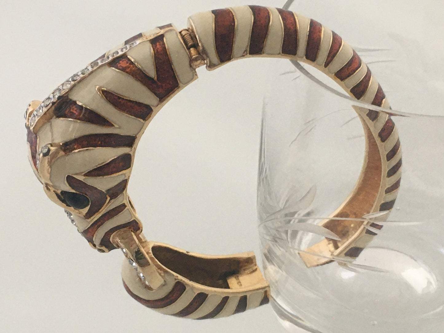 CINER 18 KT Gold-Plated & Enameled Zebra Bracelet | Swarovski Crystals | Stunning - Busy Bowerbird