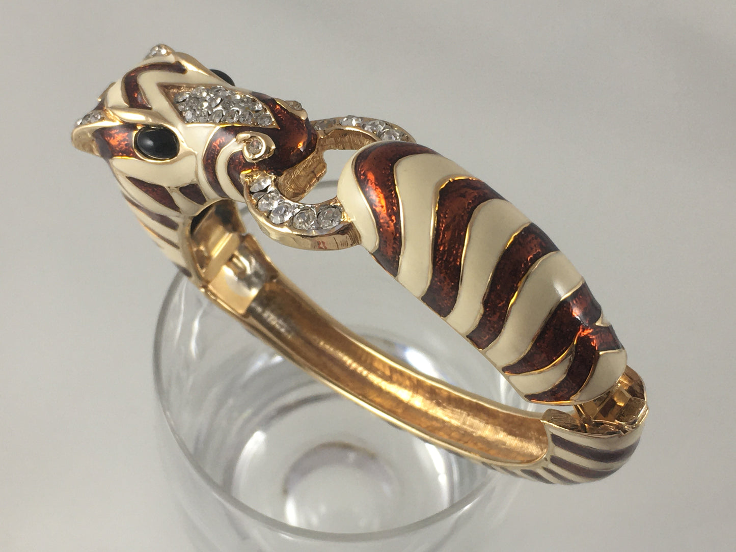 CINER 18 KT Gold-Plated & Enameled Zebra Bracelet | Swarovski Crystals | Stunning - Busy Bowerbird