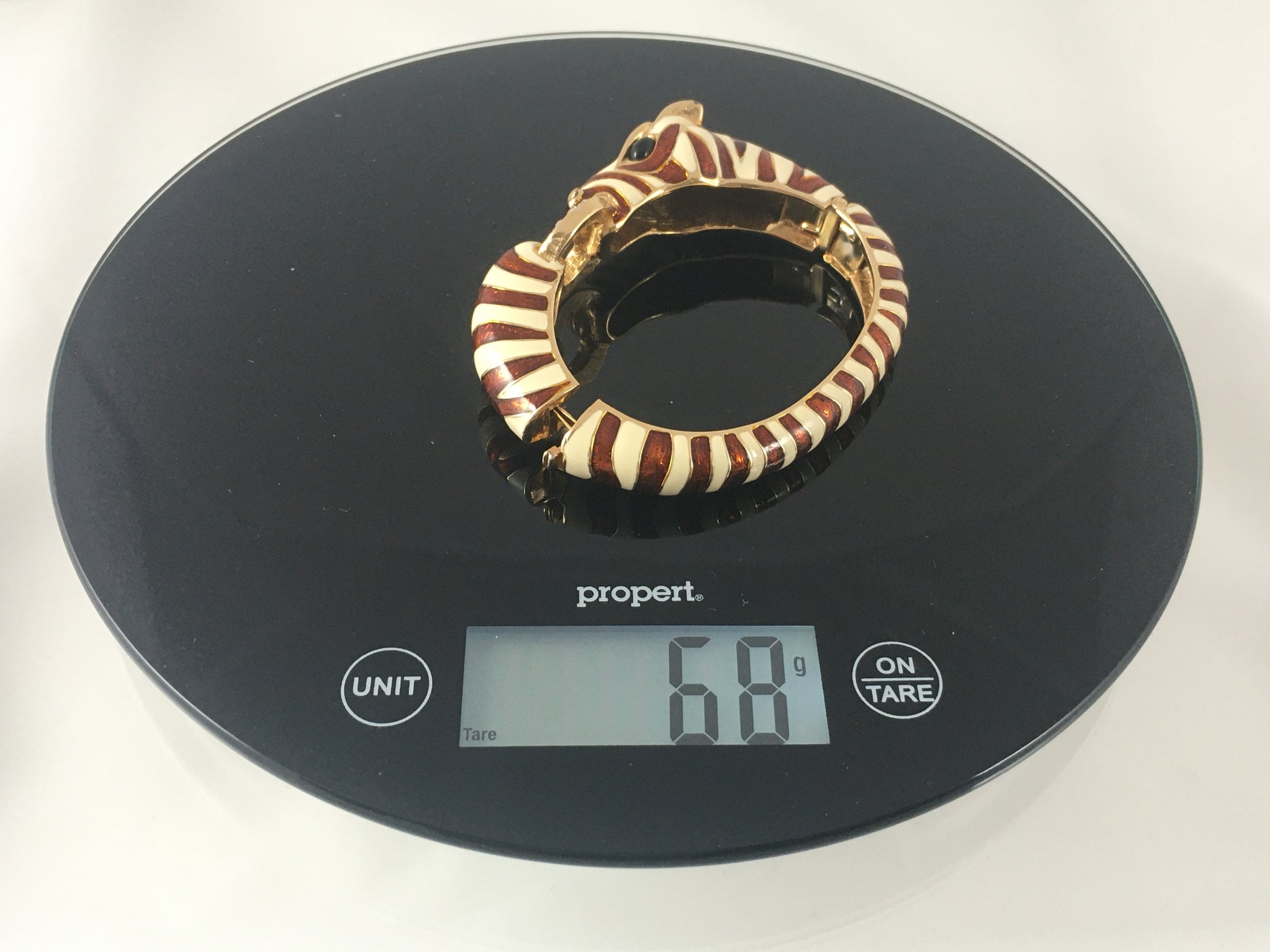 CINER 18 KT Gold-Plated & Enameled Zebra Bracelet | Swarovski Crystals | Stunning - Busy Bowerbird