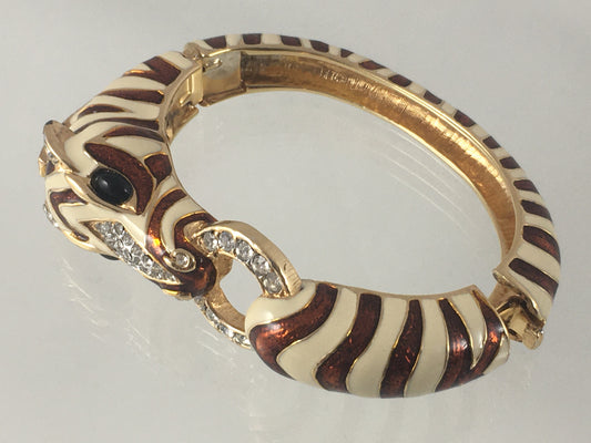 CINER 18 KT Gold-Plated & Enameled Zebra Bracelet | Swarovski Crystals | Stunning - Busy Bowerbird