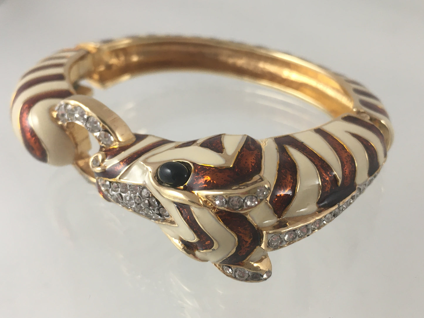 CINER 18 KT Gold-Plated & Enameled Zebra Bracelet | Swarovski Crystals | Stunning - Busy Bowerbird