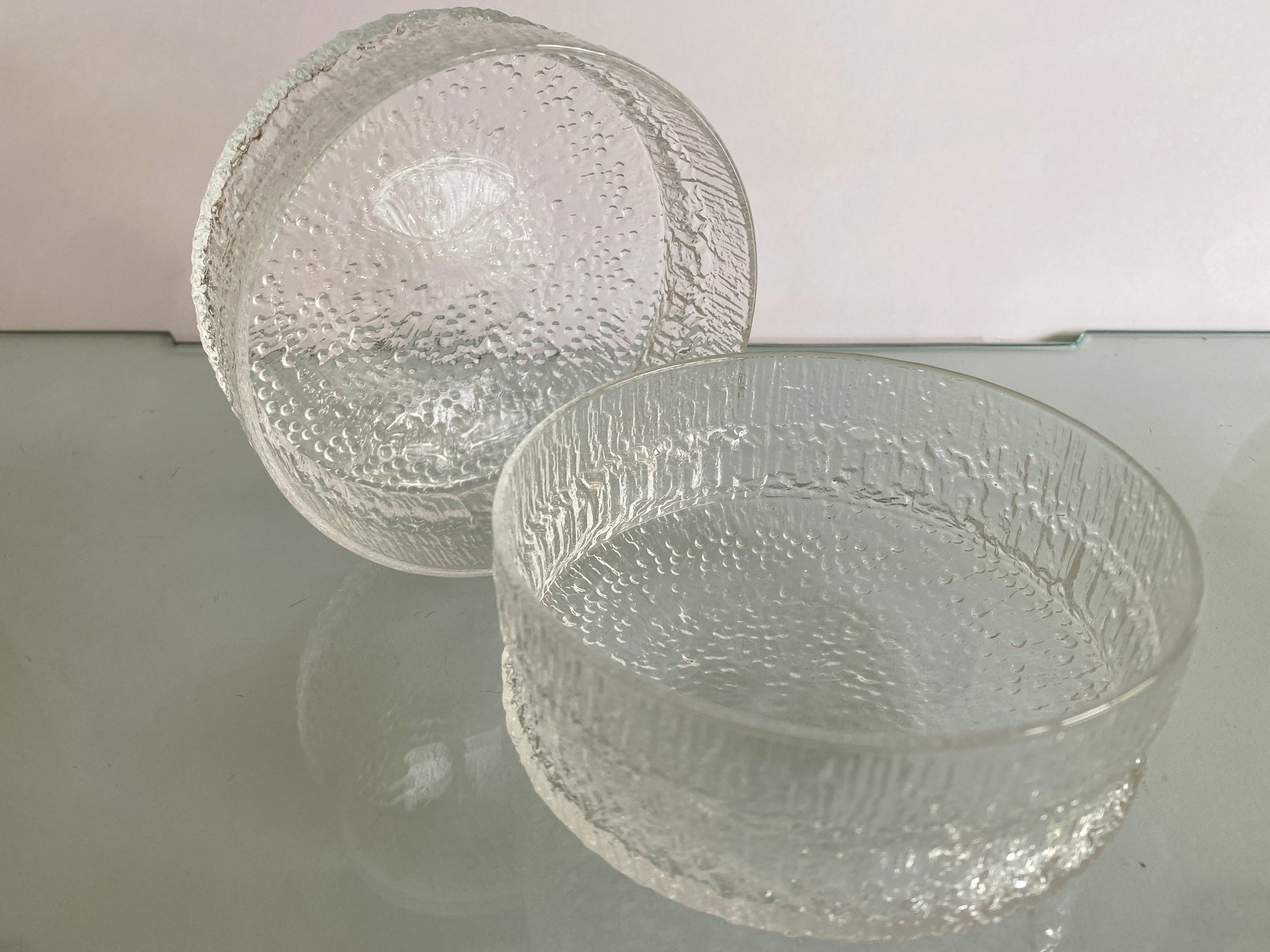 Two iittala 'PAADAR' Series Small Textured Glass Bowls | Tapio Wirkkala - Busy Bowerbird