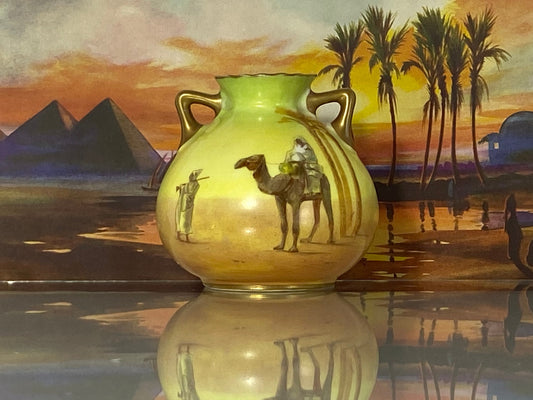 Early 1900s ROYAL DOULTON Miniature 'Harry Allen" Desert Scene Vase | Rare! - Busy Bowerbird