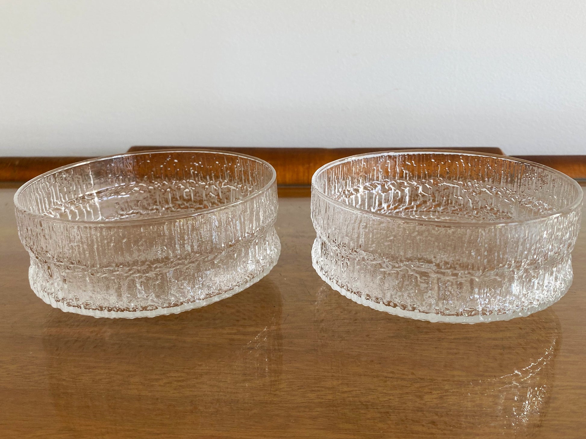 Two iittala 'PAADAR' Series Small Textured Glass Bowl by  Tapio Wirkkala