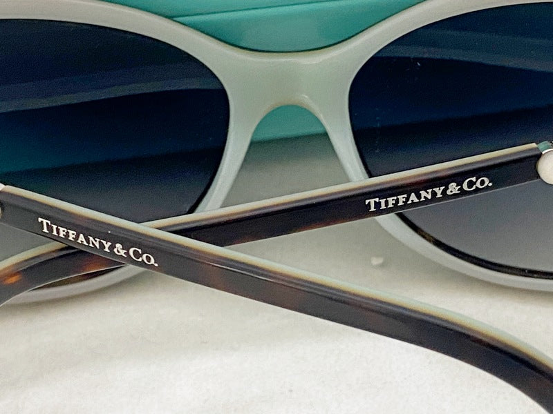 Tiffany Havana Sunglasses with Pearl and Crystal Accents in Original Hard Shell Case 