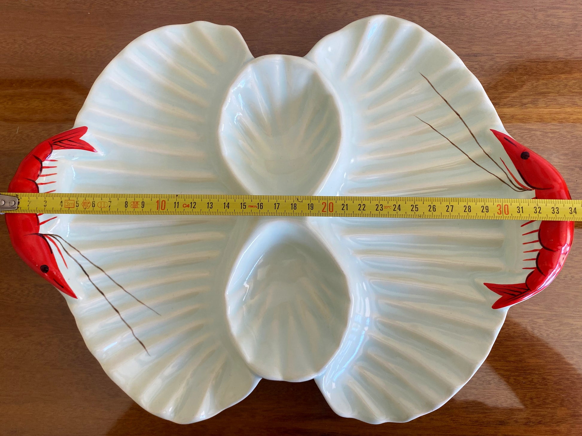 1950s DIANA POTTERY Shrimp-Handled, Shell-Shaped Divided Serving Dish - Busy Bowerbird