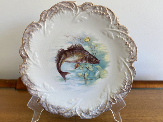 1920s EMPIRE WORKS PORCELAIN 21 cm Fish Plate - Busy Bowerbird