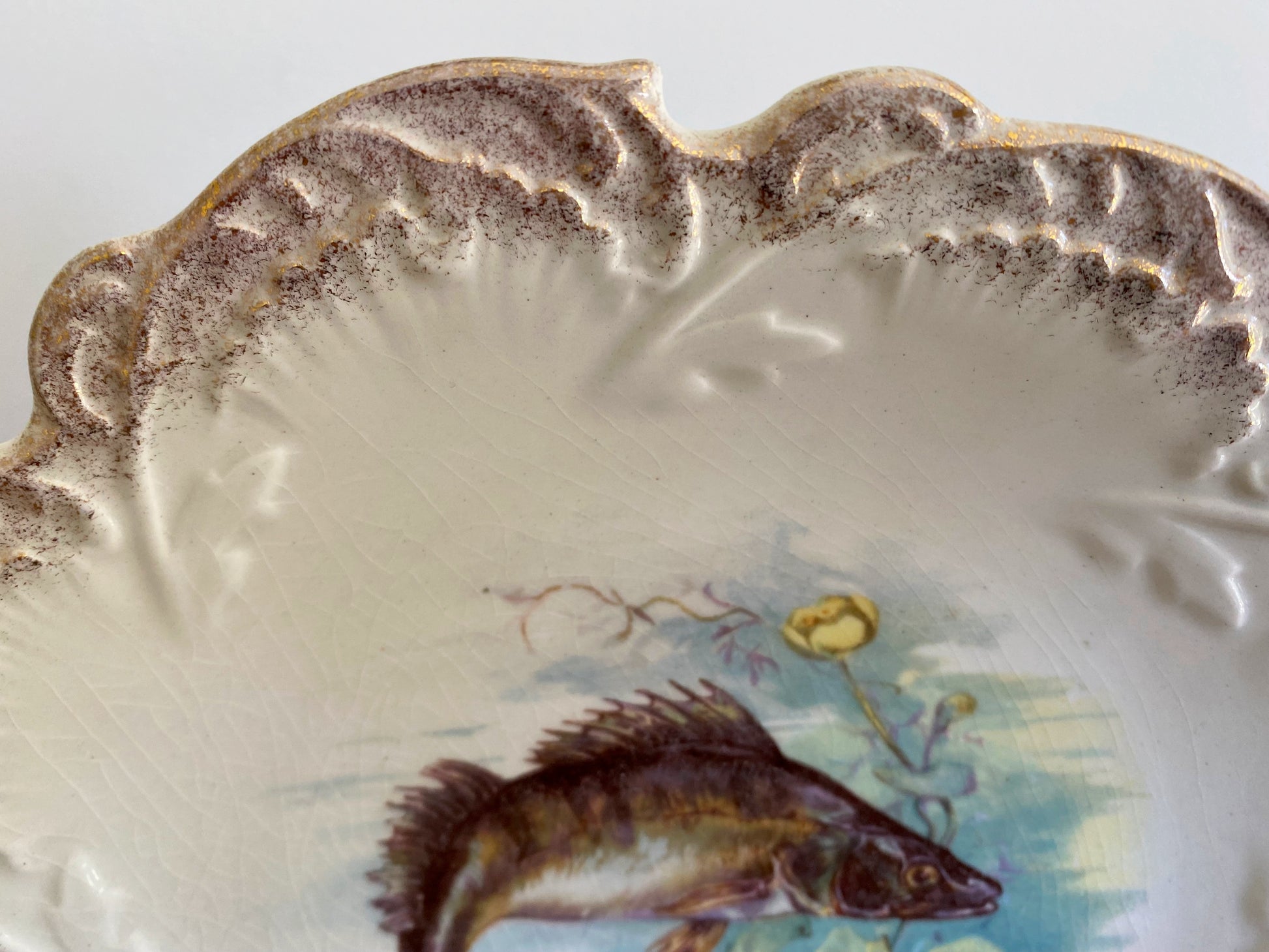 1920s EMPIRE WORKS PORCELAIN 21 cm Fish Plate - Busy Bowerbird