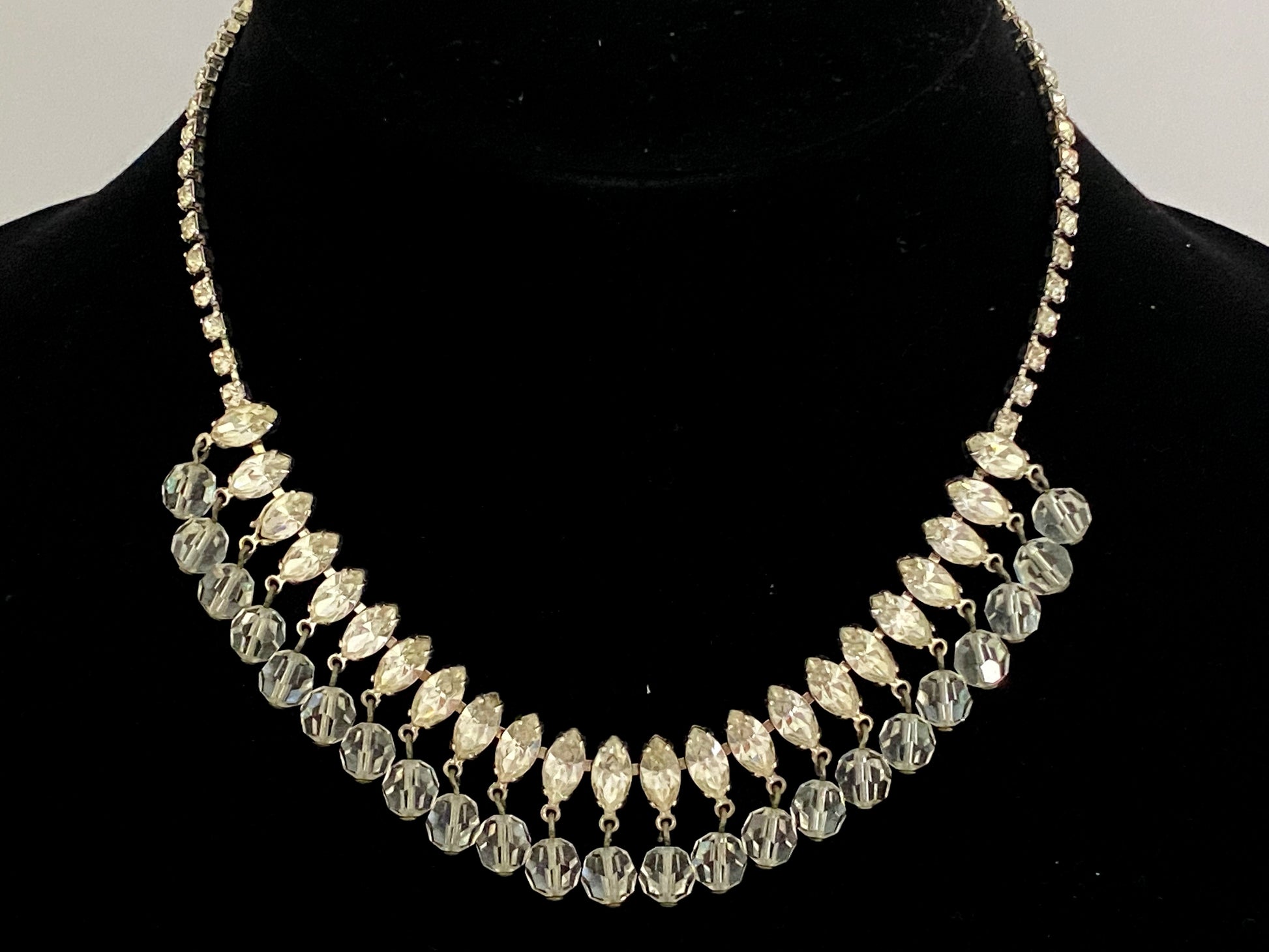 1950s JOSEPH WIESNER NY | Rhodium-Plated Crystal & Glass Parure | Original Box - Busy Bowerbird