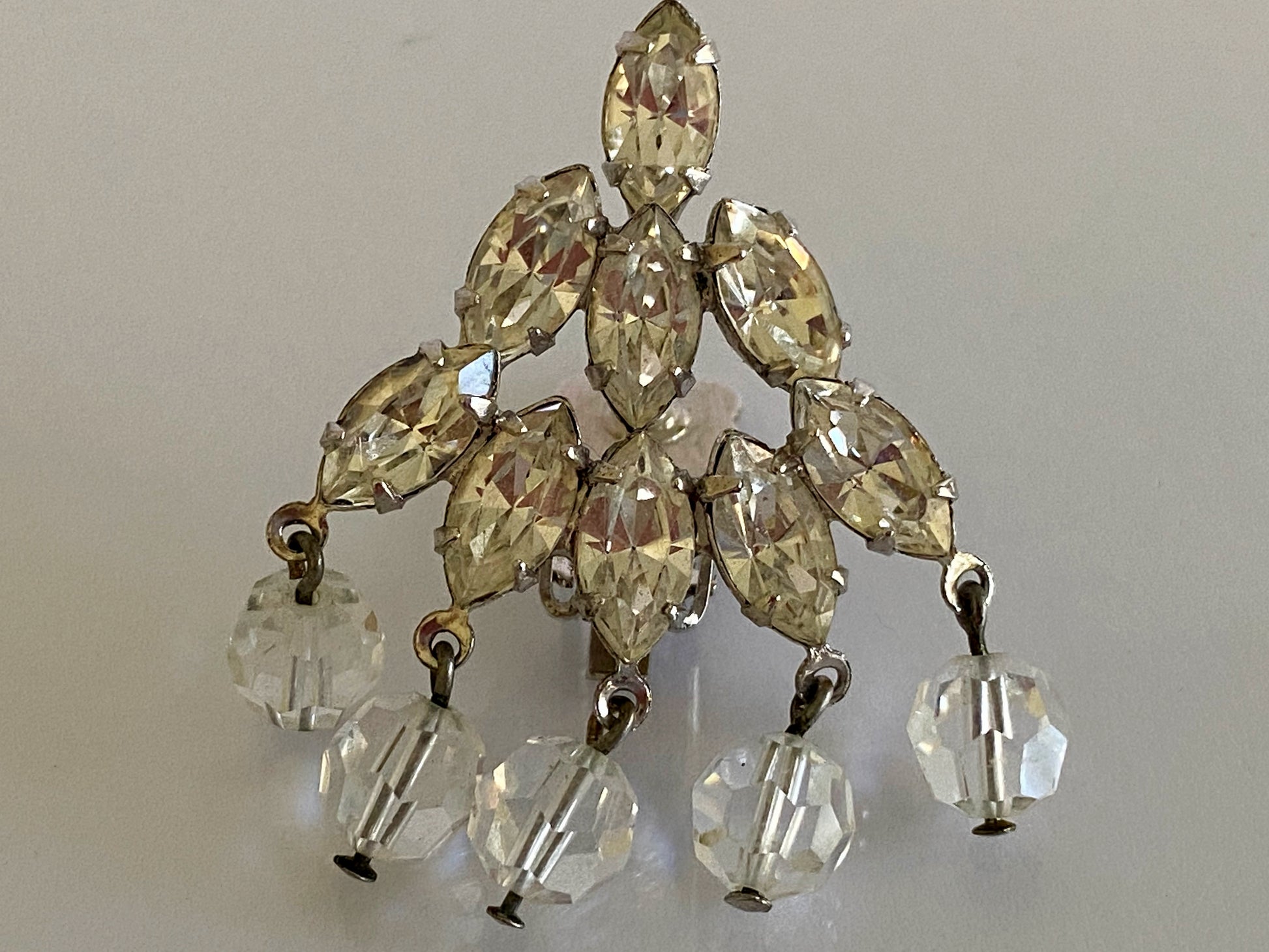 1950s JOSEPH WIESNER NY | Rhodium-Plated Crystal & Glass Parure | Original Box - Busy Bowerbird