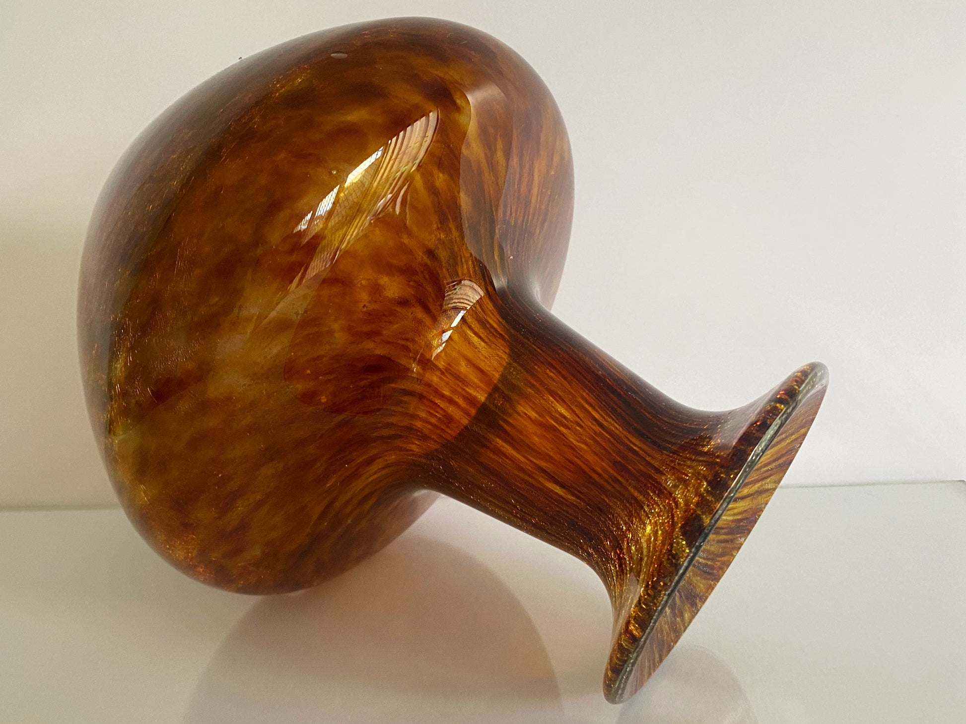 Mottled Amber Swirl ART GLASS VASE | Stunning & Heavy - Busy Bowerbird