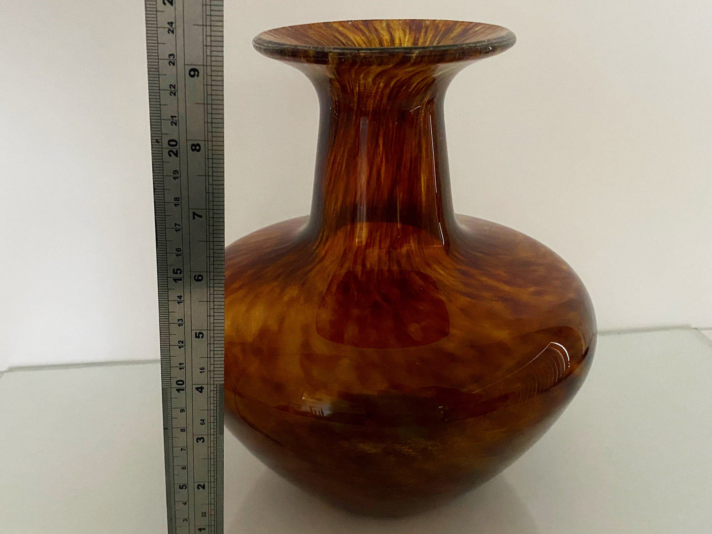 Mottled Amber Swirl ART GLASS VASE | Stunning & Heavy - Busy Bowerbird