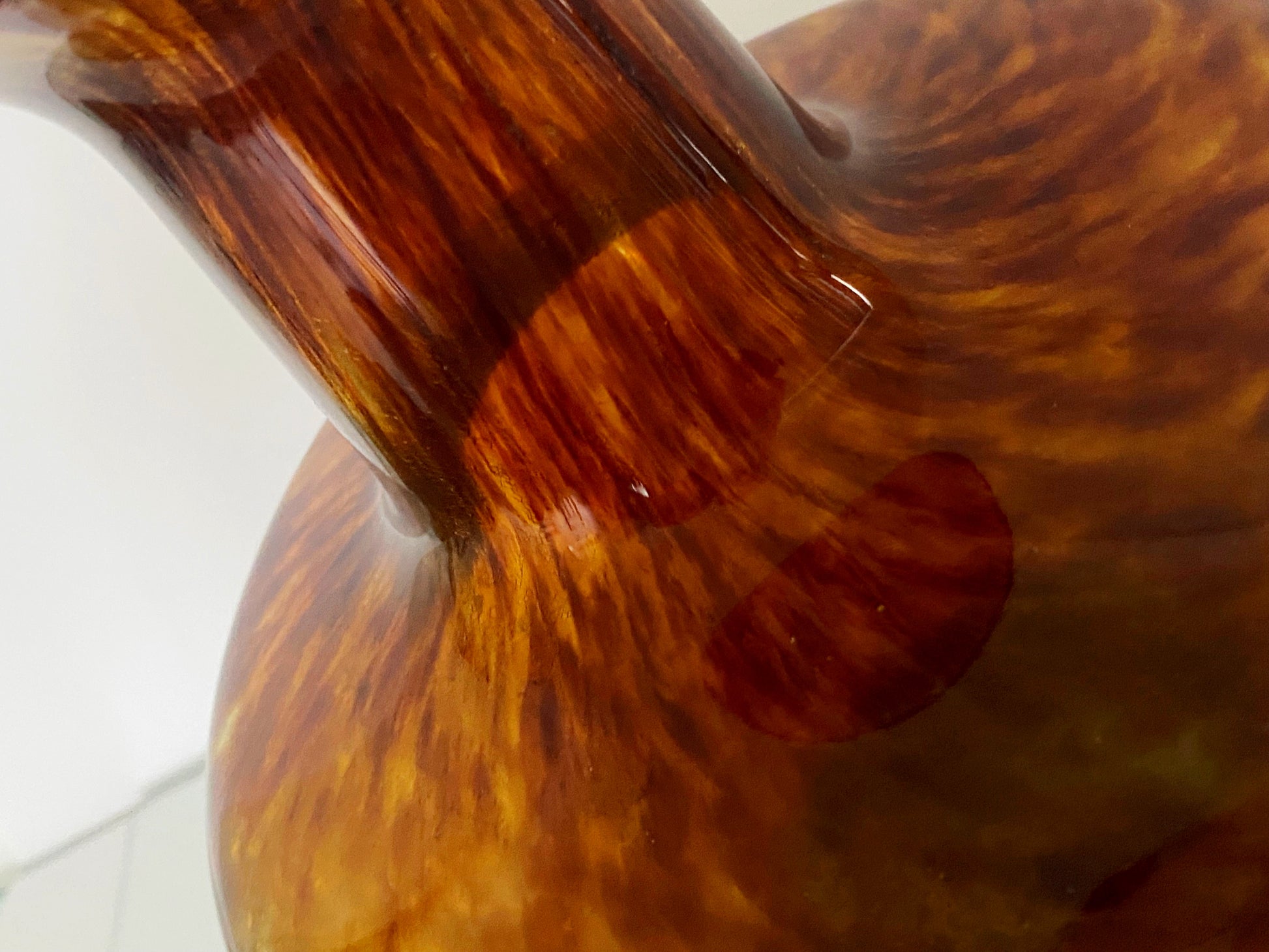 Mottled Amber Swirl ART GLASS VASE | Stunning & Heavy - Busy Bowerbird