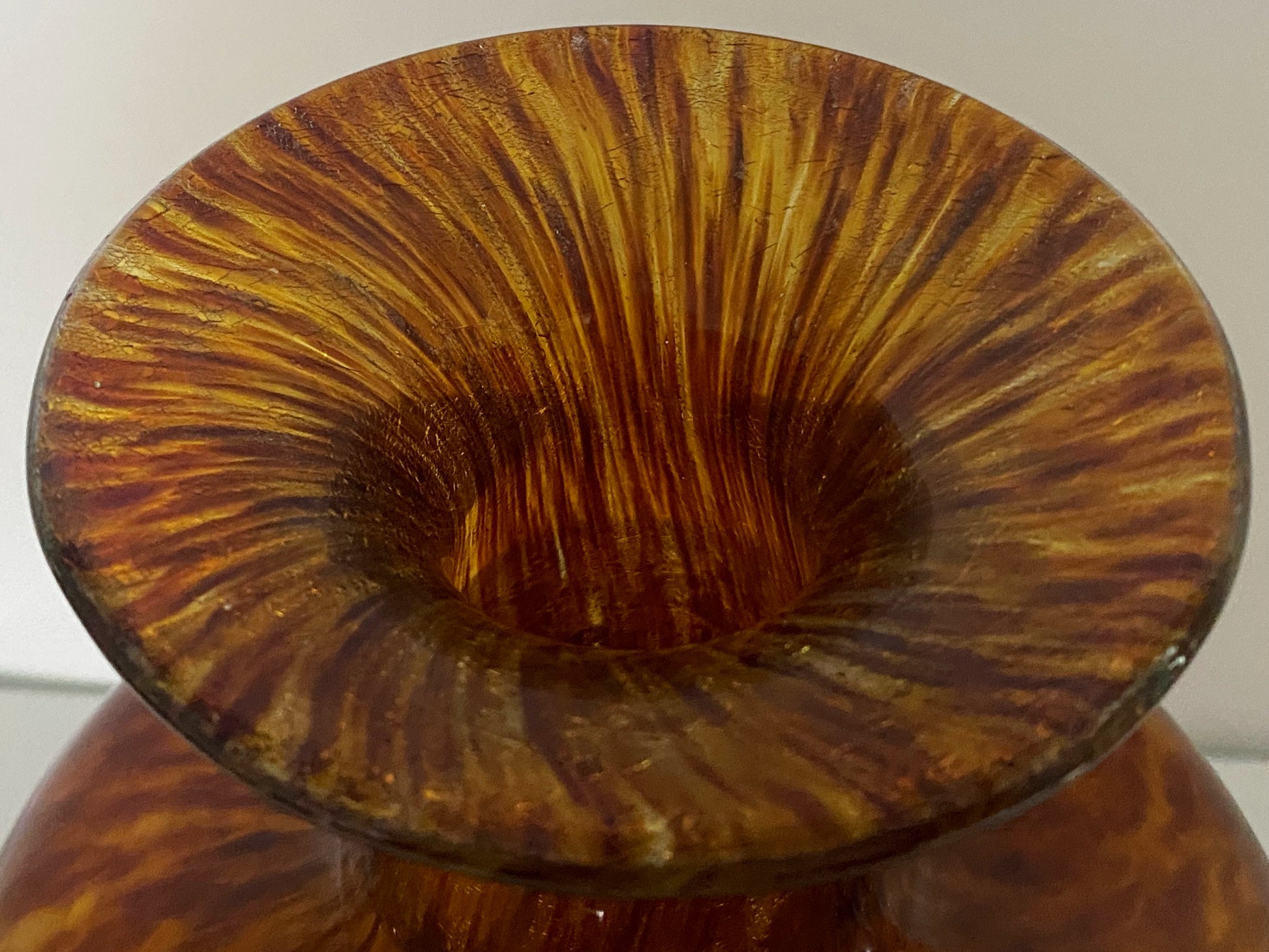 Mottled Amber Swirl ART GLASS VASE | Stunning & Heavy - Busy Bowerbird