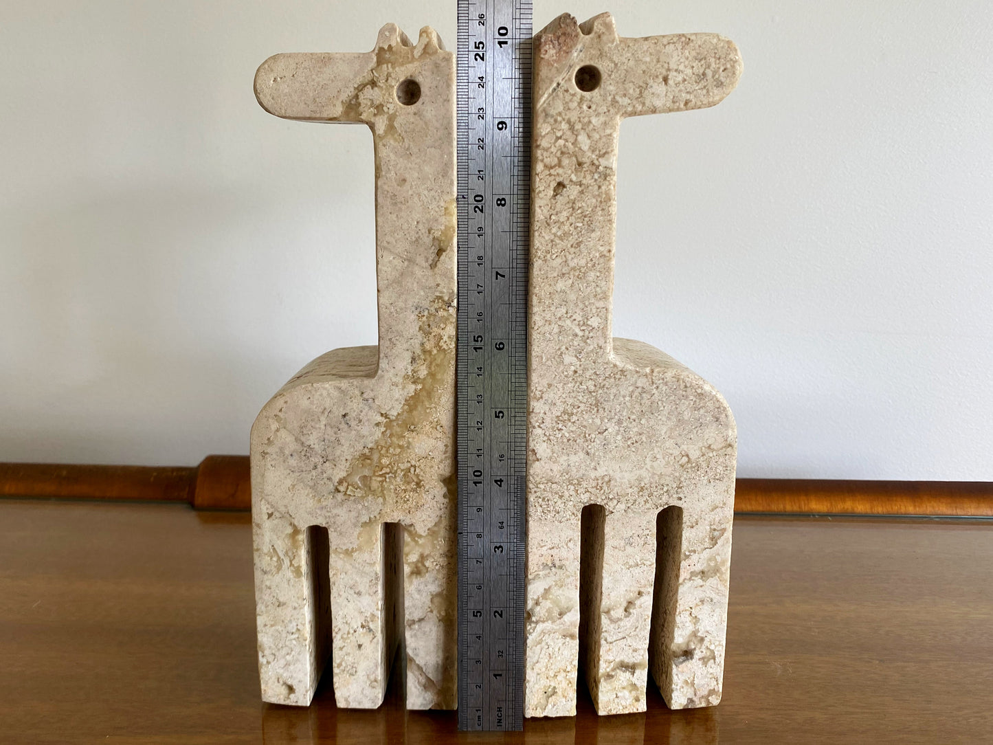 FRATELLI MANNELLI Stylized Mid Century Travertine Giraffe Bookends | Enzo Mari - Busy Bowerbird