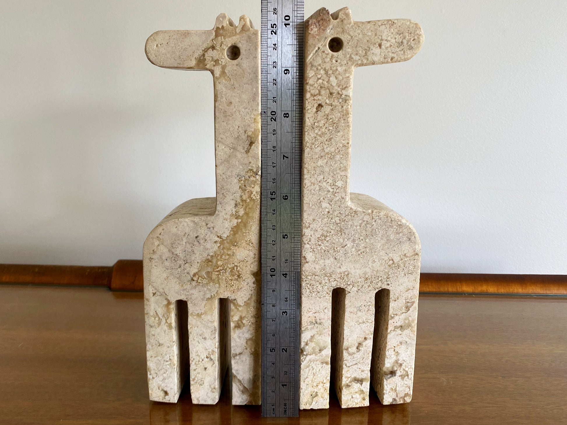 FRATELLI MANNELLI Stylized Mid Century Travertine Giraffe Bookends | Enzo Mari - Busy Bowerbird