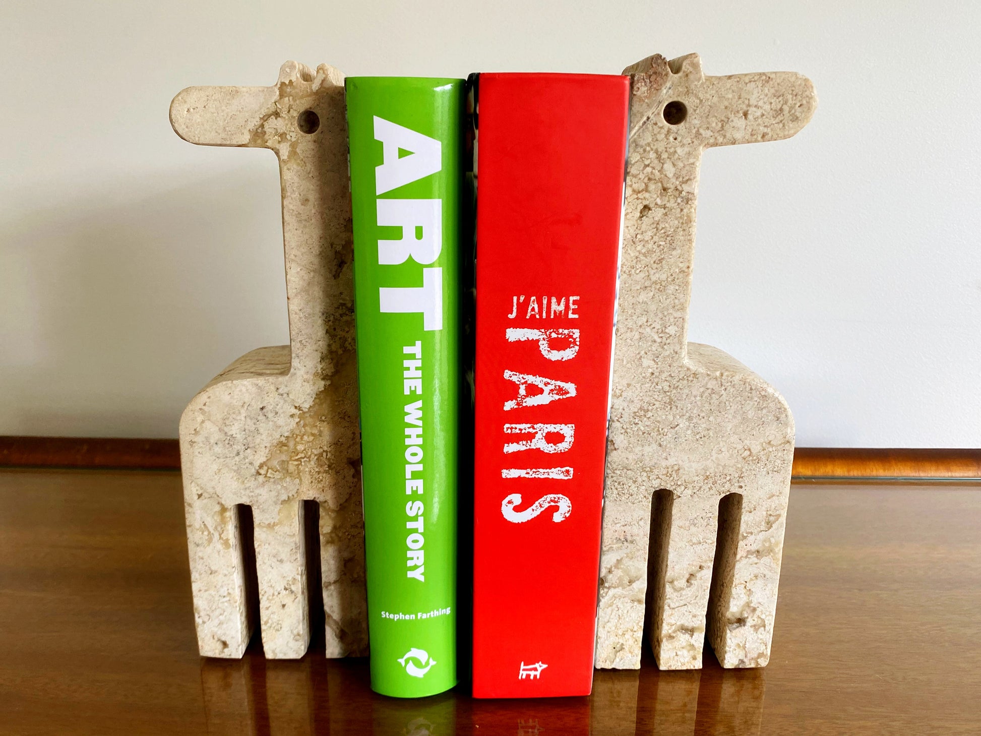 FRATELLI MANNELLI Stylized Mid Century Travertine Giraffe Bookends | Enzo Mari - Busy Bowerbird