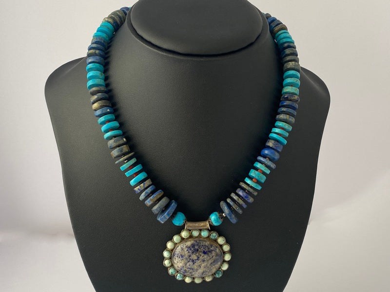 Turquoise & Lapis Lazuli Boho Necklace