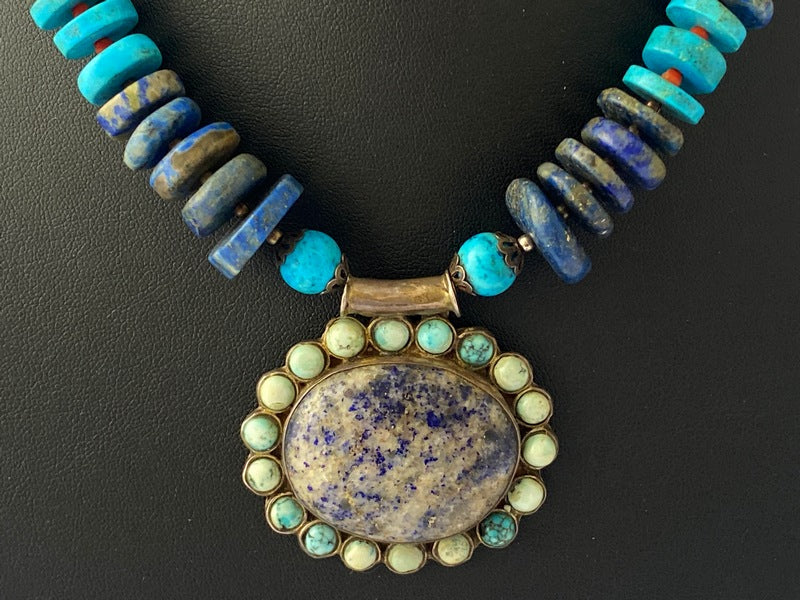 Turquoise & Lapis Lazuli Boho Necklace