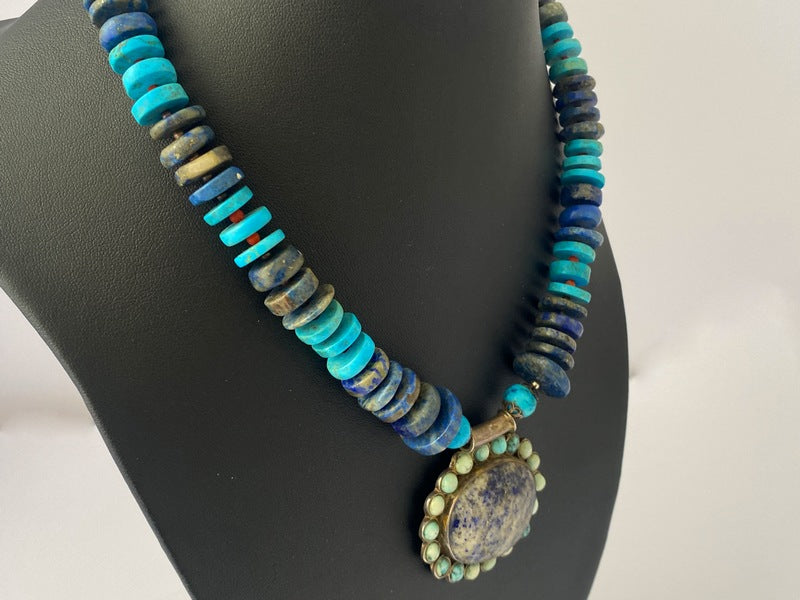 Turquoise & Lapis Lazuli Boho Necklace