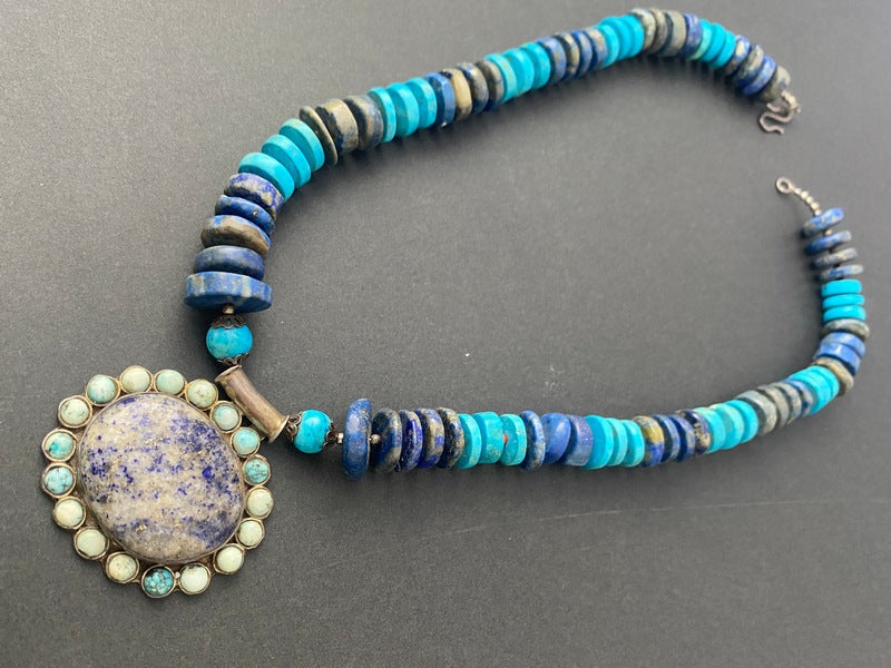 Turquoise & Lapis Lazuli Boho Necklace