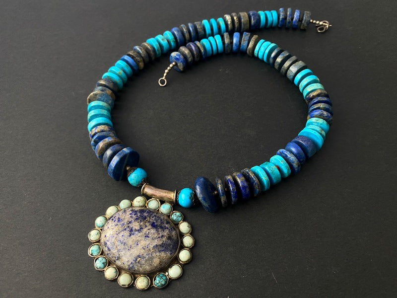 Turquoise & Lapis Lazuli Boho Necklace