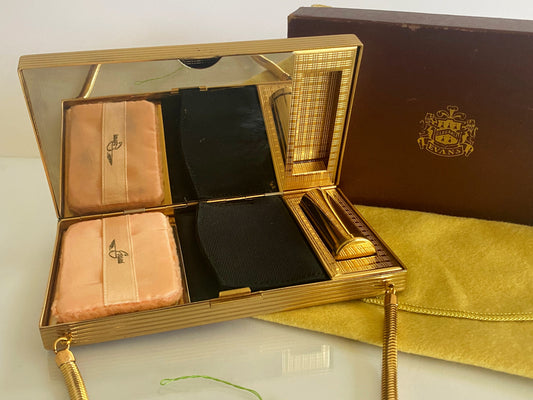 1957 EVANS Gold-Toned Mini Makeup Clutch Purse | Original Box & Tag - Busy Bowerbird
