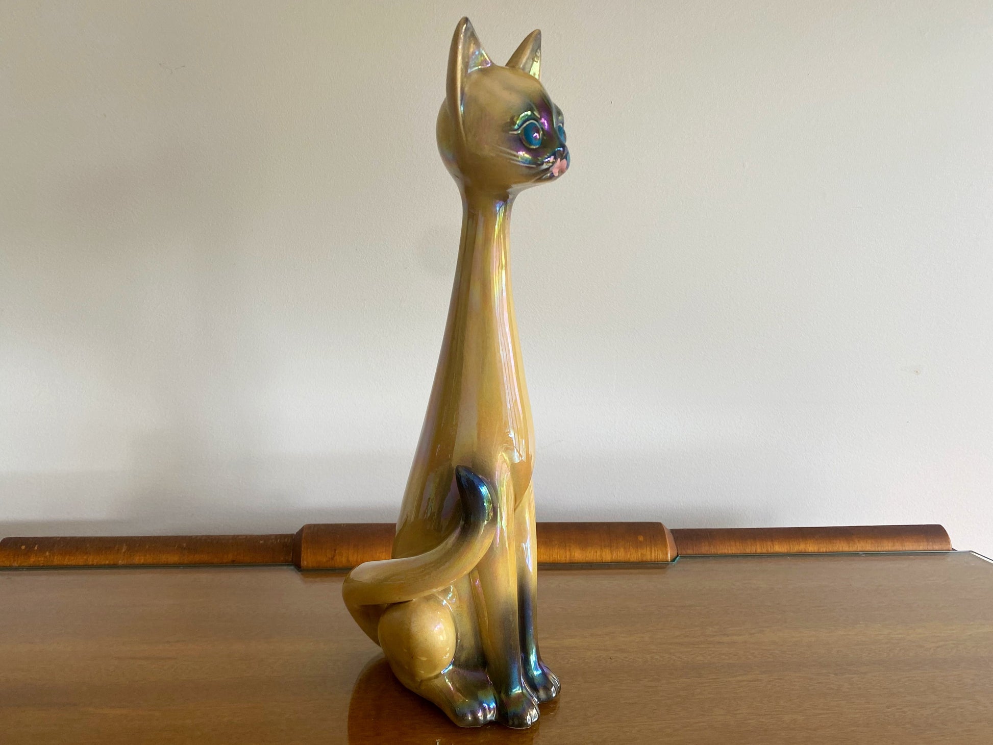 Vintage Kitsch! 1960s Iridescent JEMA HOLLAND Siamese Cat Figurine - Busy Bowerbird