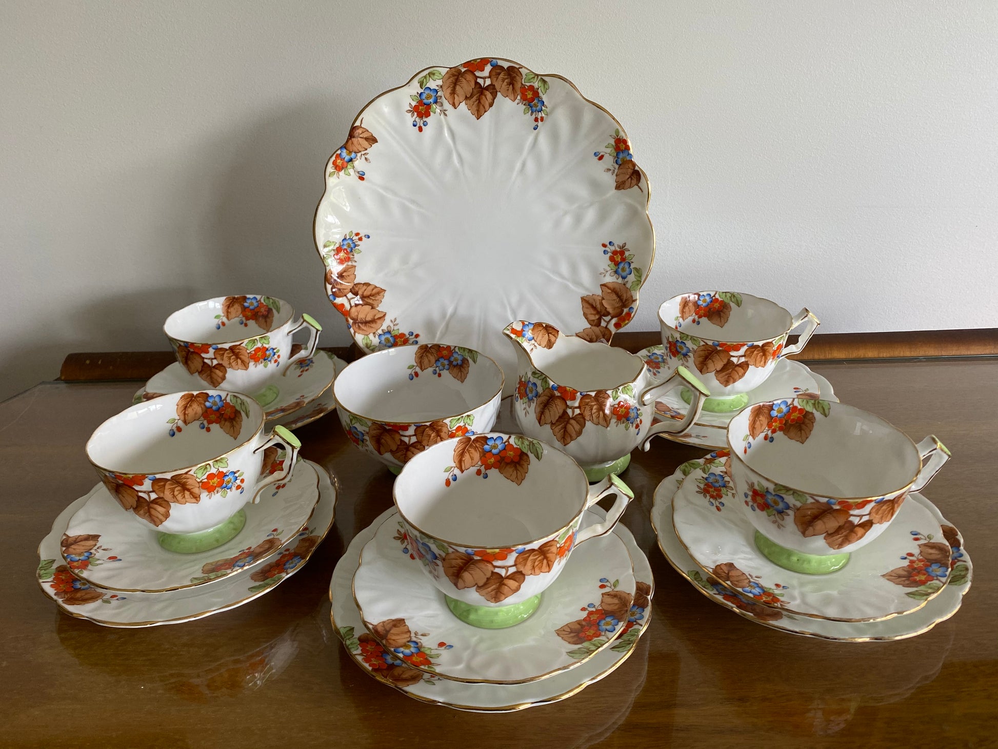 Rare 1940's AYNSLEY Bone China Four-Place Partial Coffee Service