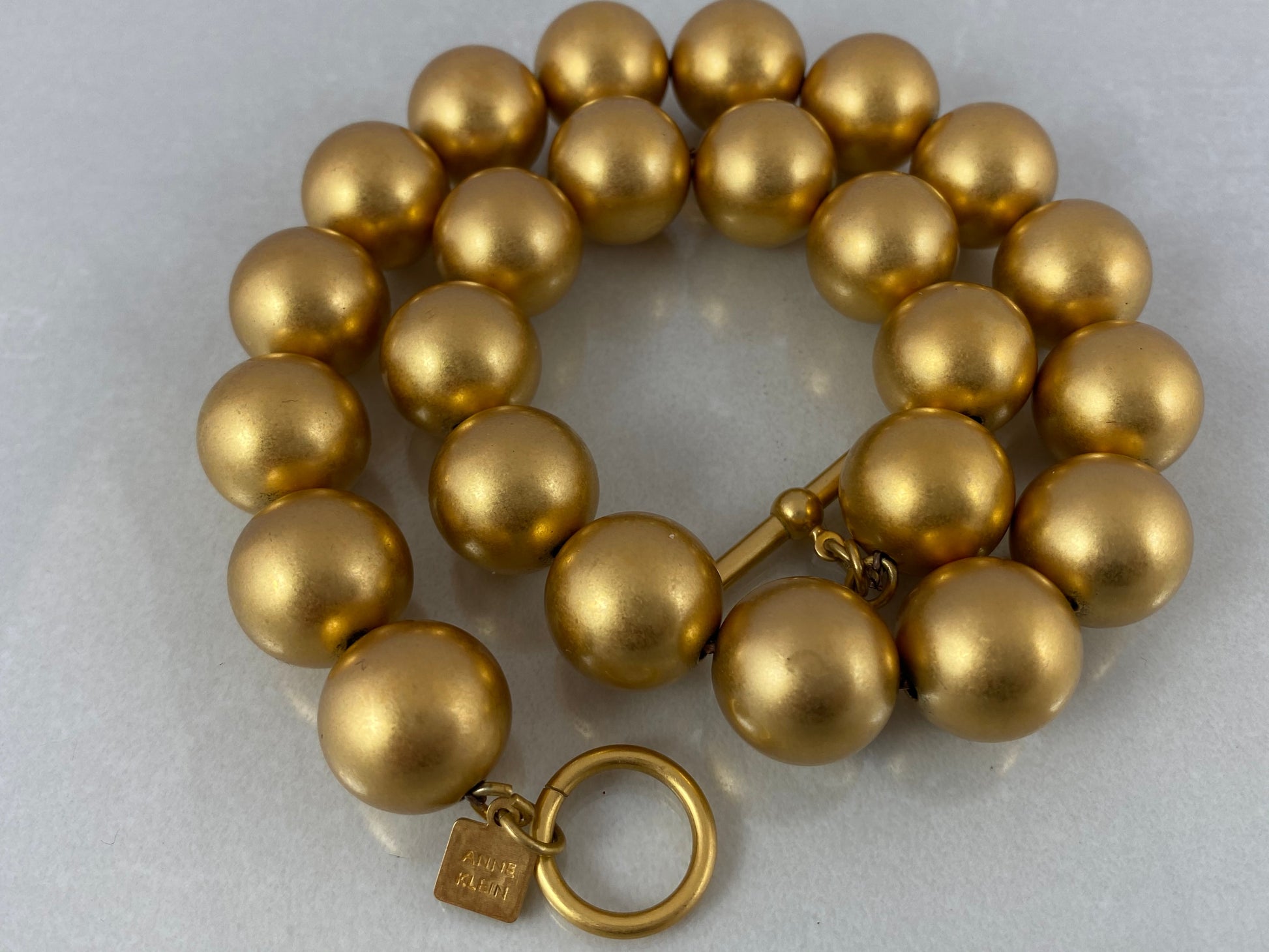 1980s ANNE KLEIN Gold-toned Ball Necklace | Pearl & Gold Earrings - Busy Bowerbird