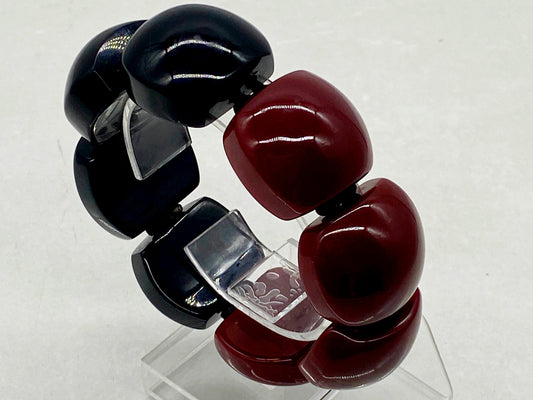 Vintage Chunky RED & BLACK LUCITE Cube Stretch Bracelet - Busy Bowerbird