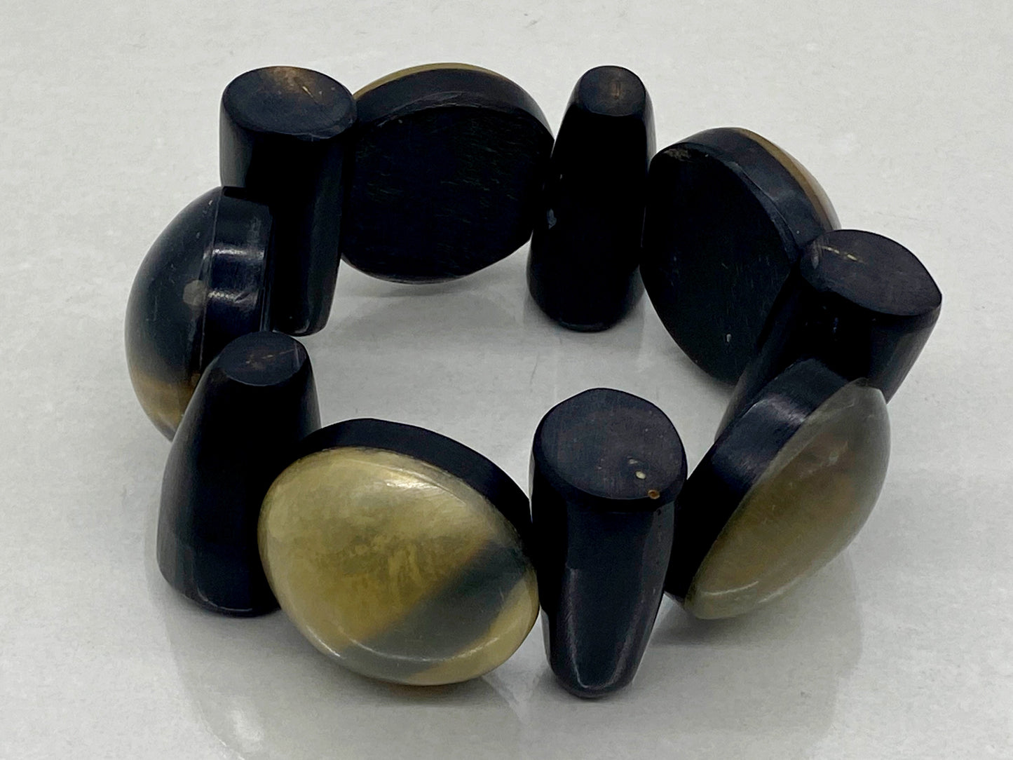 Vintage Chunky Earth-Toned Lucite & Wood Stretch Bracelet - Busy Bowerbird