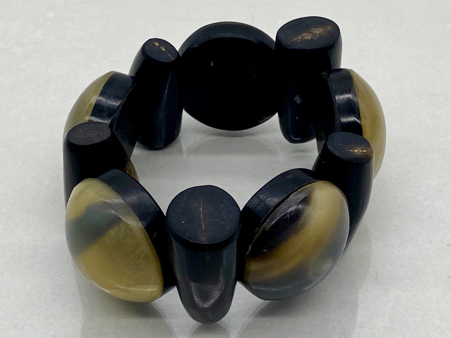 Vintage Chunky Earth-Toned Lucite & Wood Stretch Bracelet - Busy Bowerbird