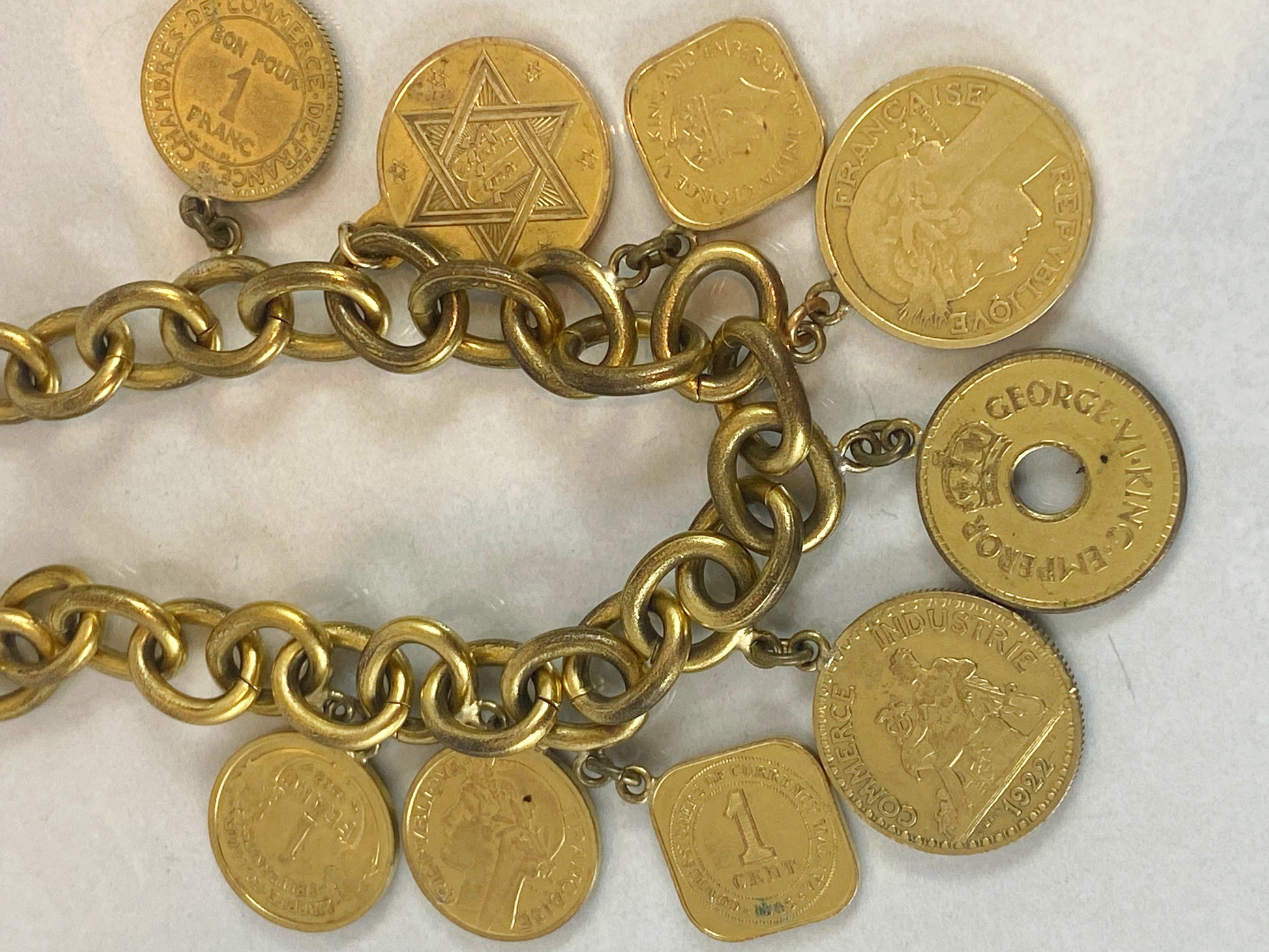 Vintage Gold-Tone Old Coins Charm Necklace - Busy Bowerbird