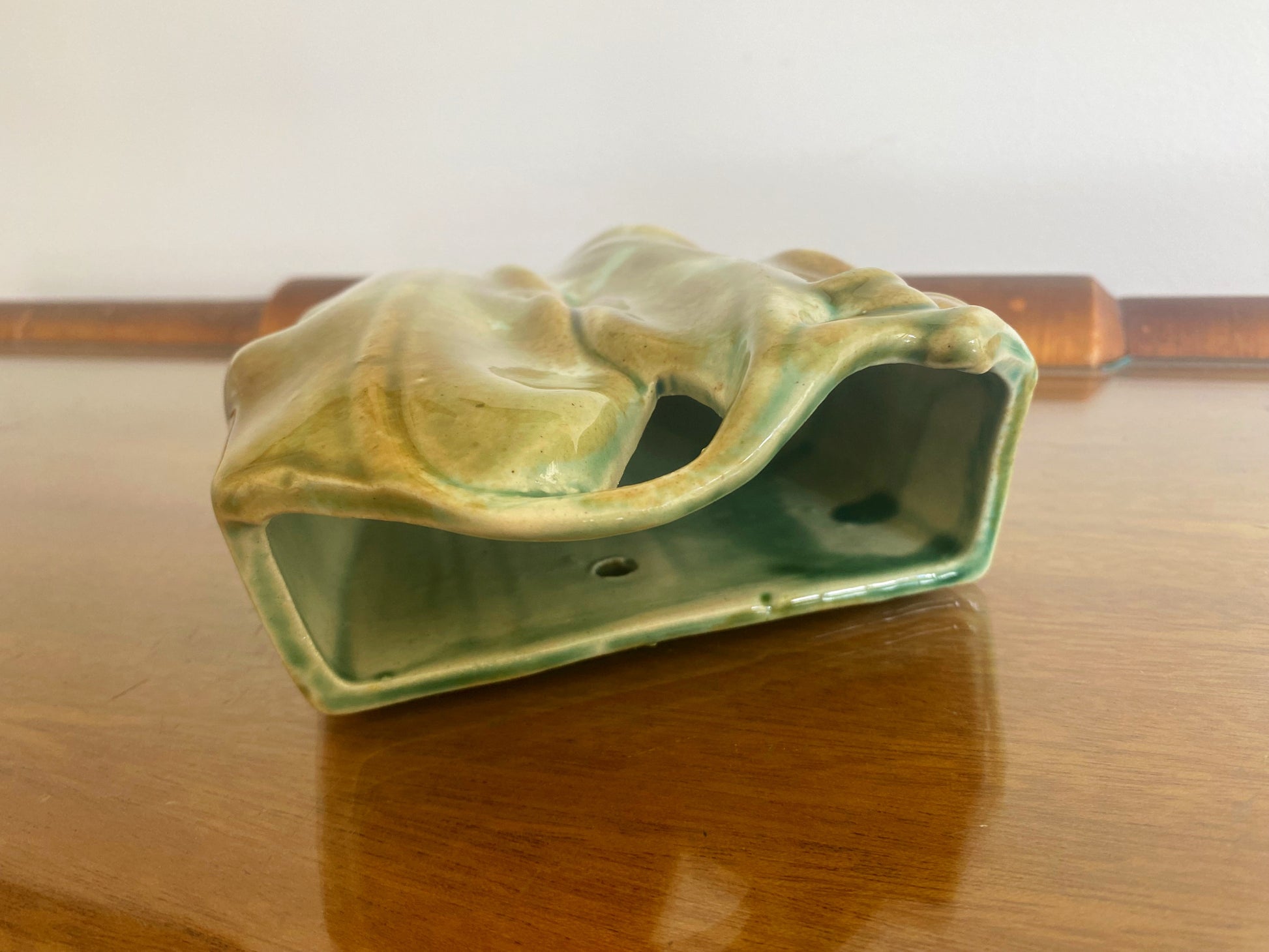 Vintage Australian Pottery Gum Leaf & Gum Nut Wall Vase - Busy Bowerbird