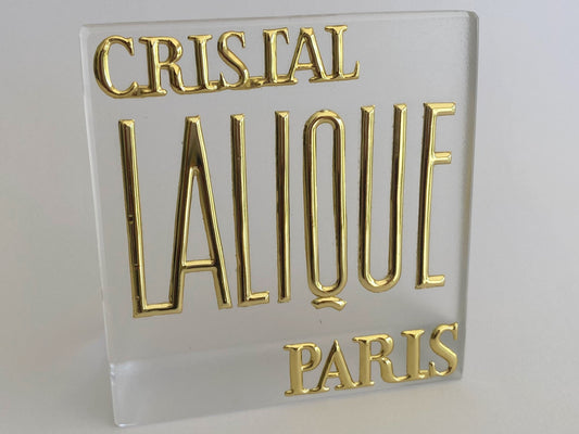 Vintage CRISTAL LALIQUE PARIS Frosted Glass Retail Display Sign - Busy Bowerbird