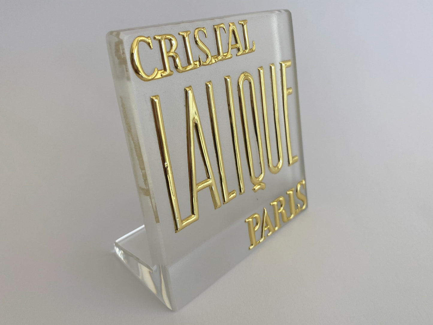 Vintage CRISTAL LALIQUE PARIS Frosted Glass Retail Display Sign - Busy Bowerbird