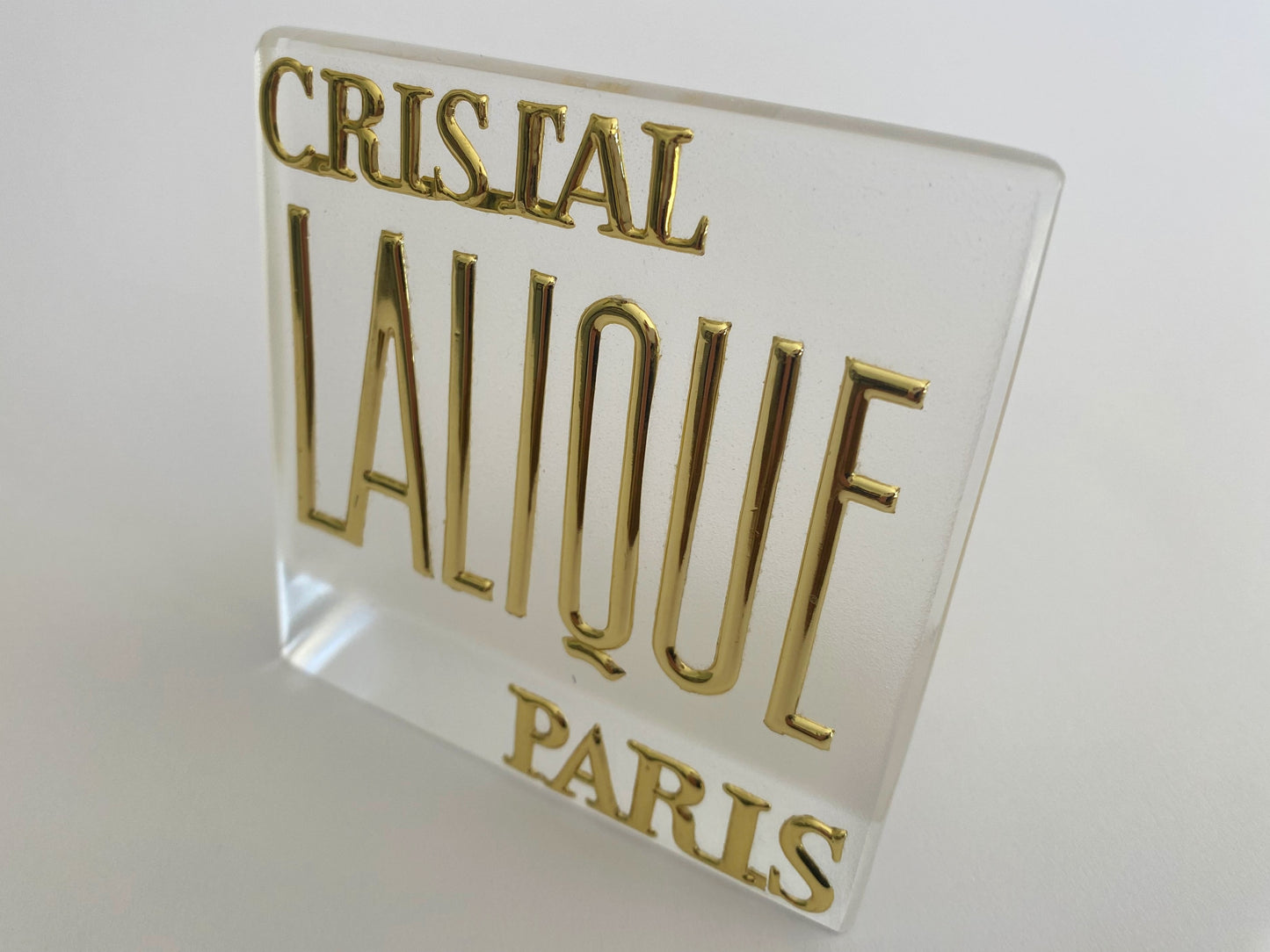 Vintage CRISTAL LALIQUE PARIS Frosted Glass Retail Display Sign - Busy Bowerbird