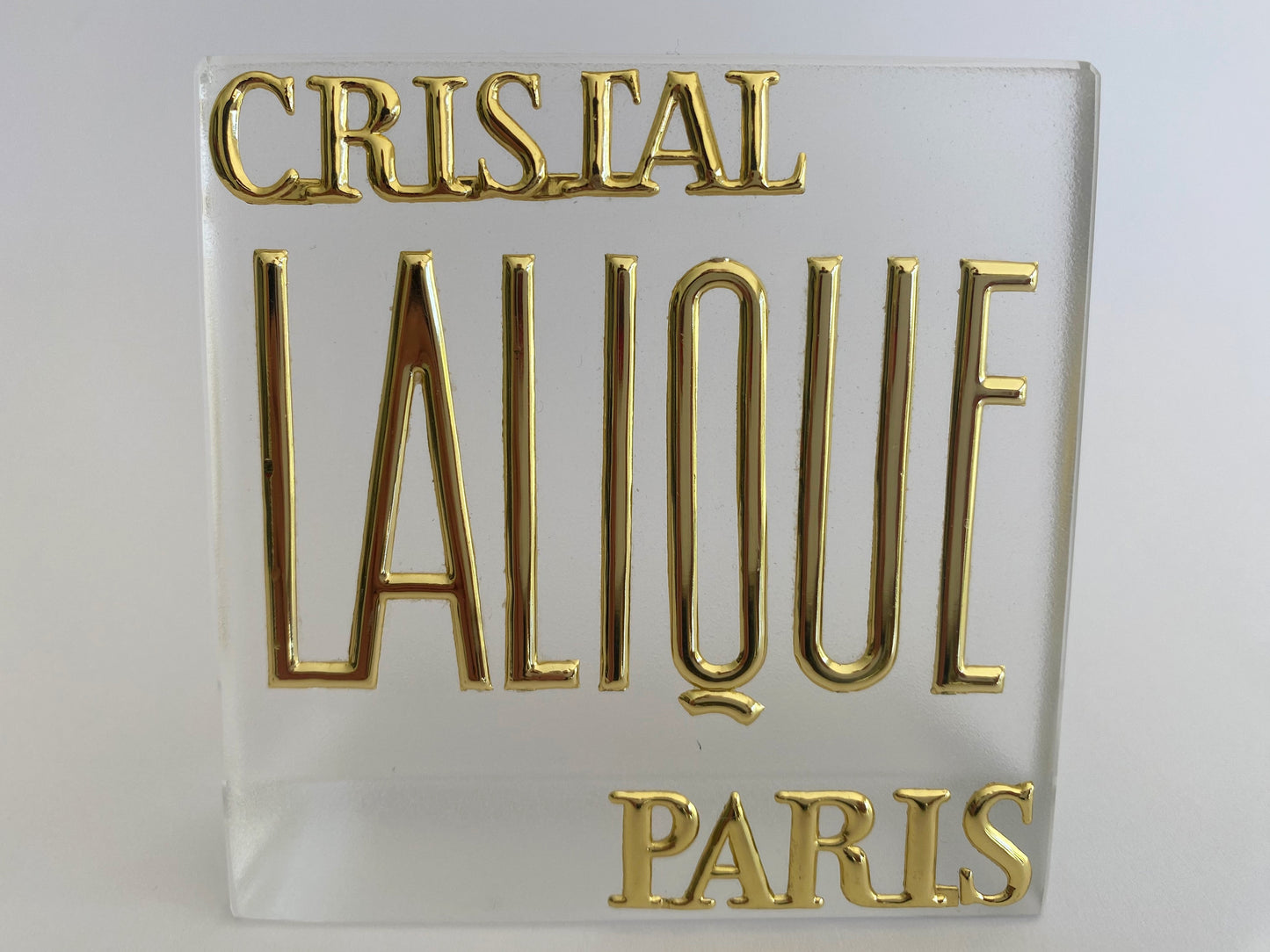 Vintage CRISTAL LALIQUE PARIS Frosted Glass Retail Display Sign - Busy Bowerbird