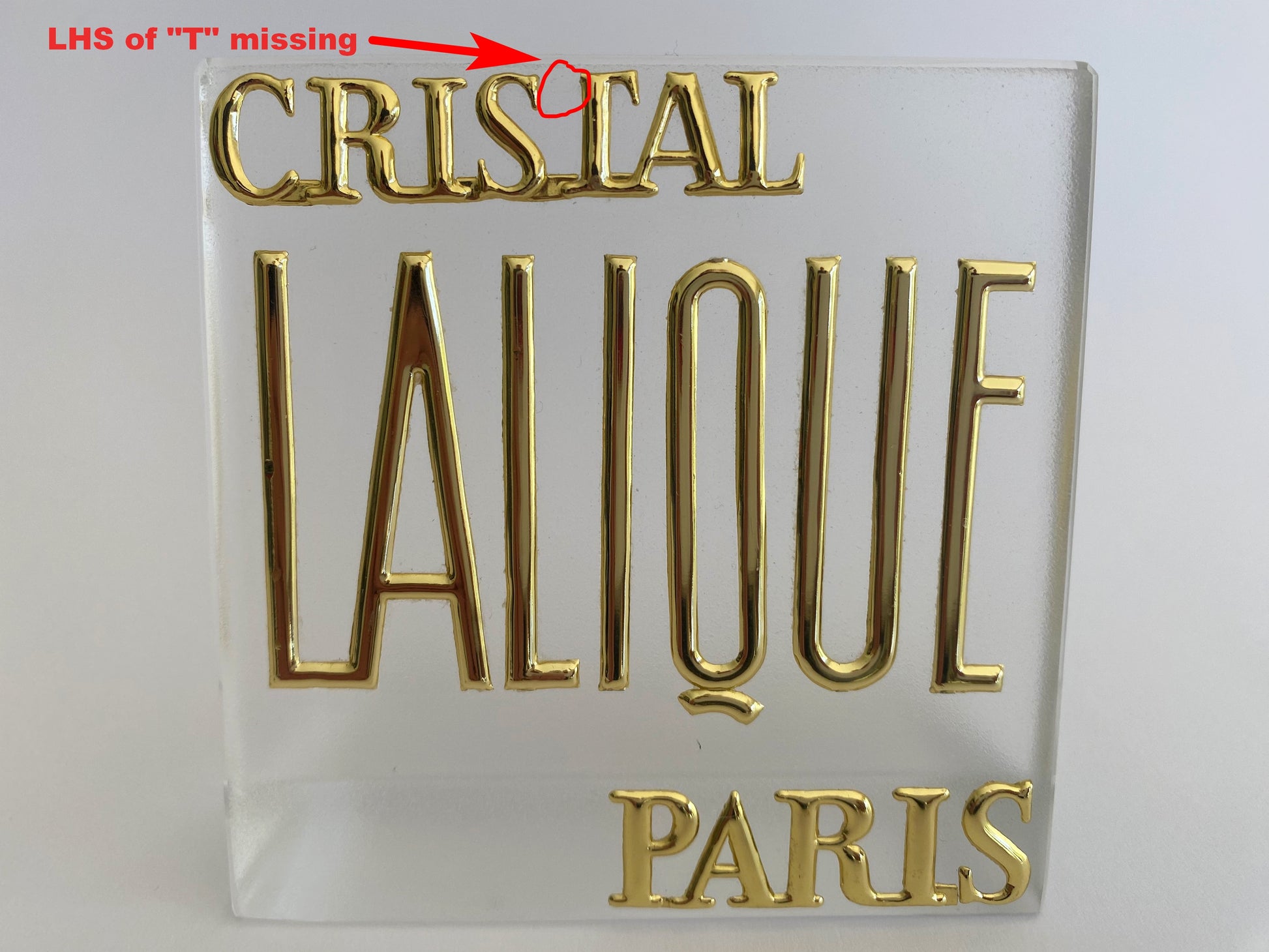 Vintage CRISTAL LALIQUE PARIS Frosted Glass Retail Display Sign - Busy Bowerbird