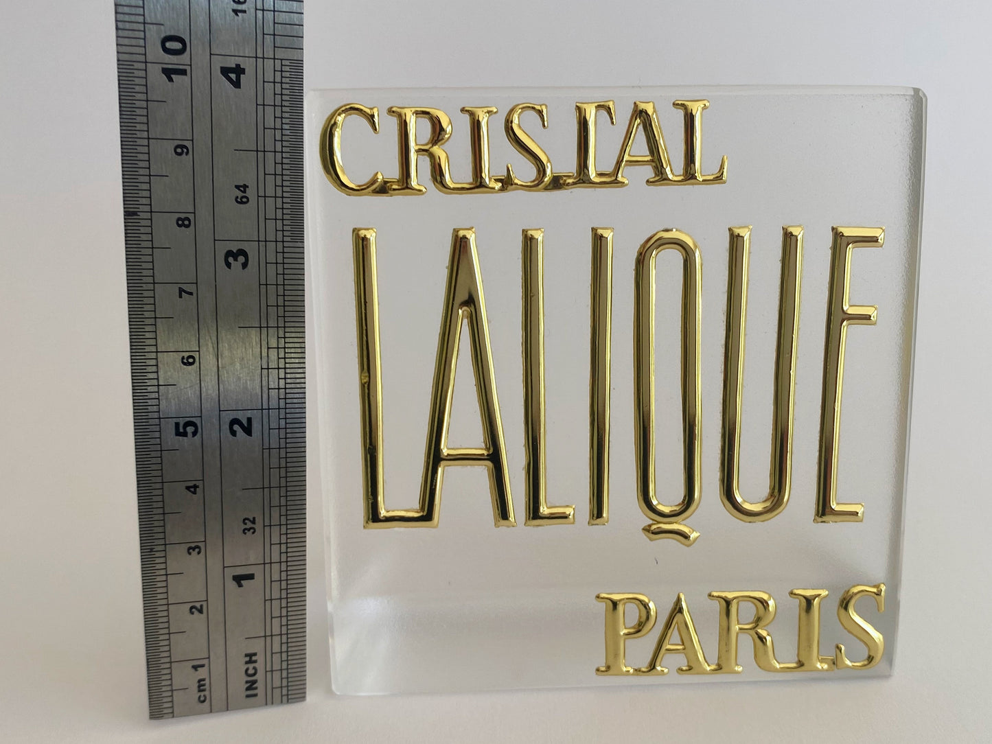 Vintage CRISTAL LALIQUE PARIS Frosted Glass Retail Display Sign - Busy Bowerbird