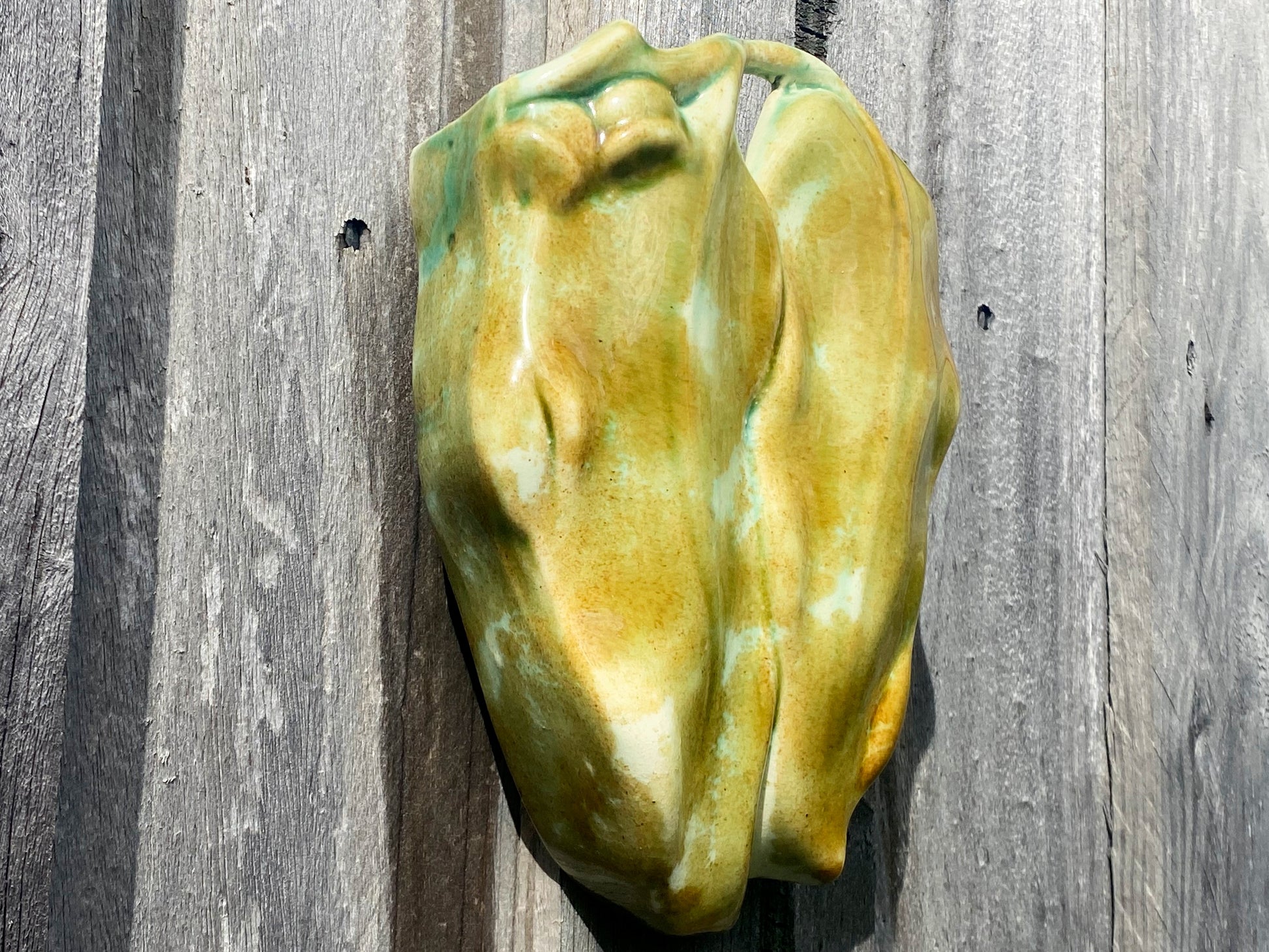 Vintage Australian Pottery Gum Leaf & Gum Nut Wall Vase - Busy Bowerbird