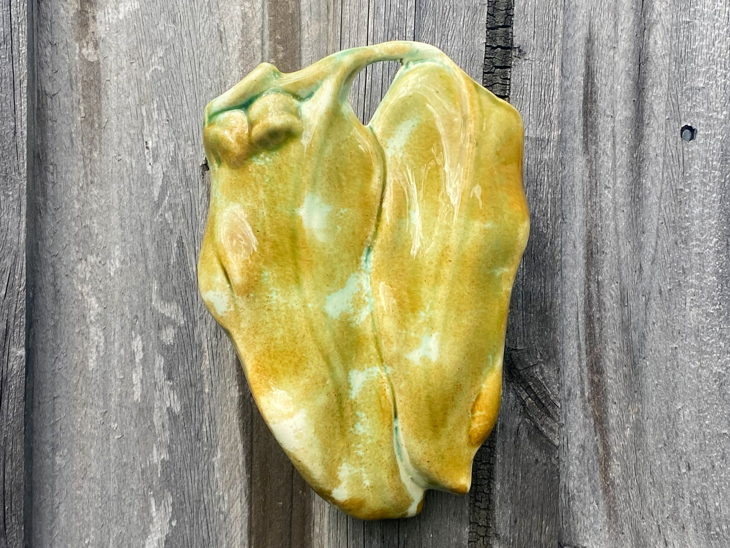 Vintage Australian Pottery Gum Leaf & Gum Nut Wall Vase - Busy Bowerbird