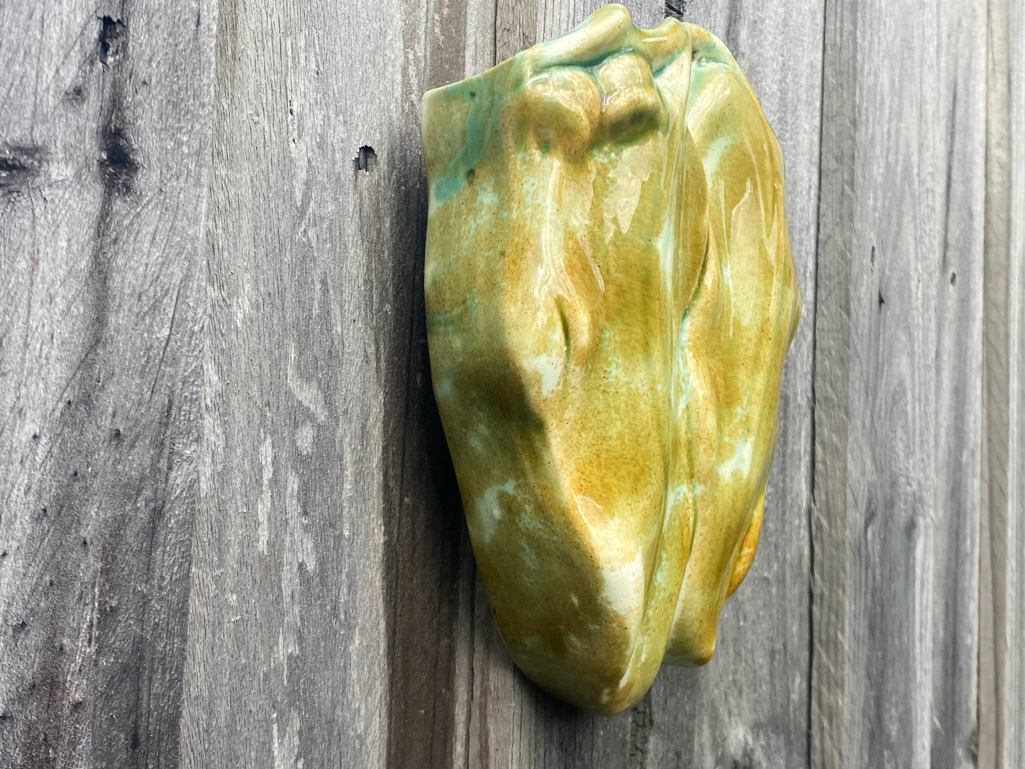 Vintage Australian Pottery Gum Leaf & Gum Nut Wall Vase - Busy Bowerbird