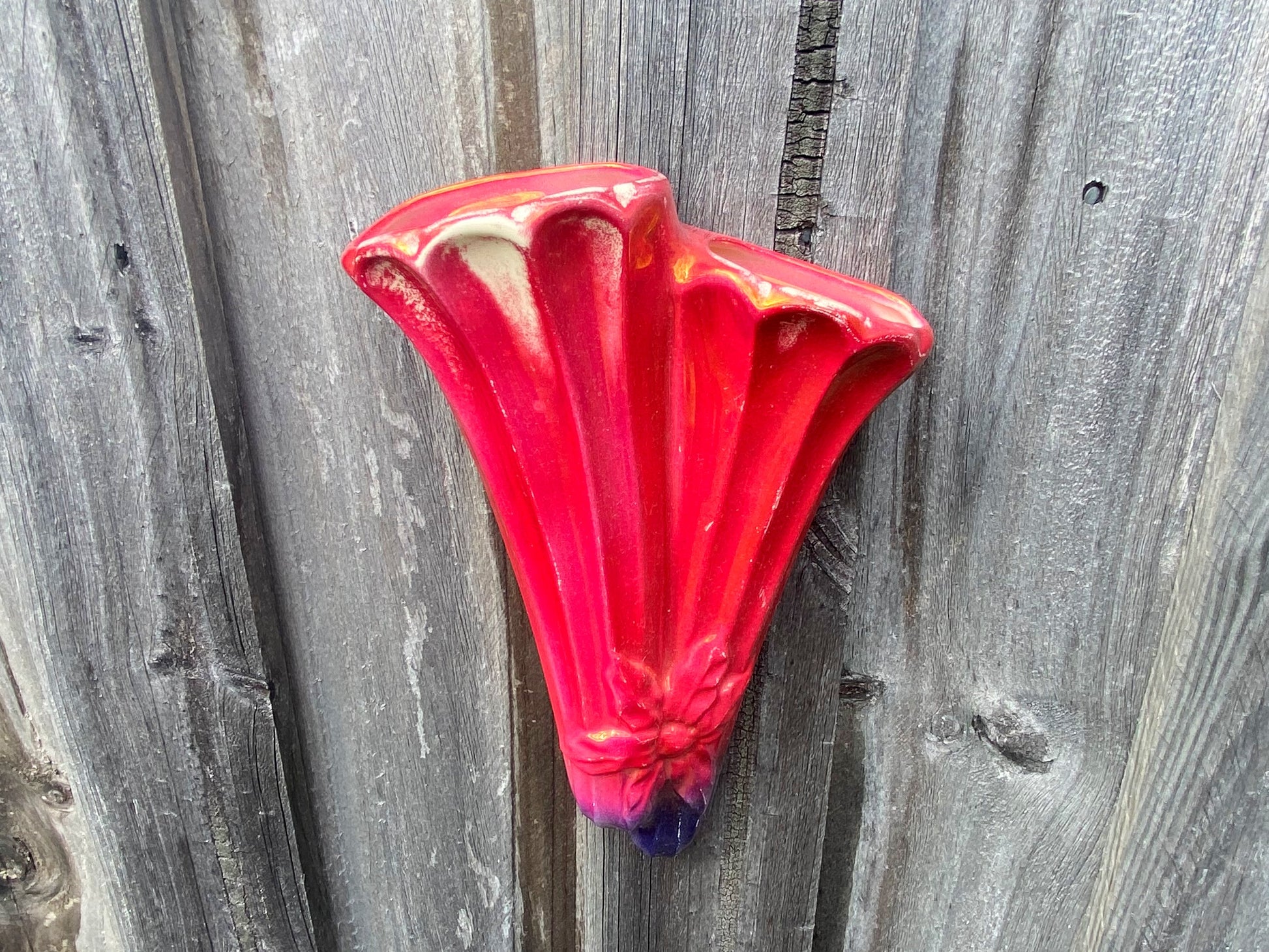 Cerise & Purple Lustre-Glaze Pottery Wall Pocket | Australian Made - Busy Bowerbird